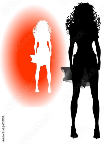 nice girl silhouette in the wind