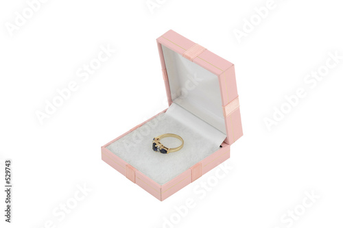 jewelery 024 gold ring with blue stone in box
