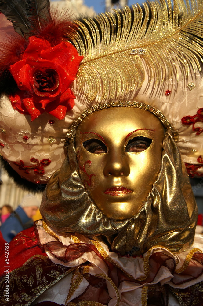 masque au top de l'or et d'une rose rouge