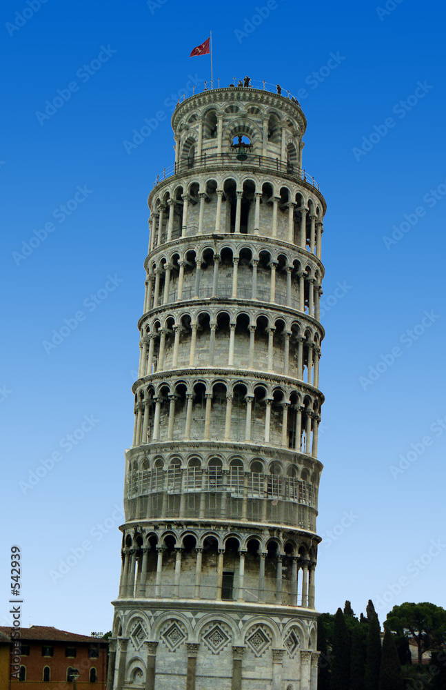 leaning tower of pisa with blue sky