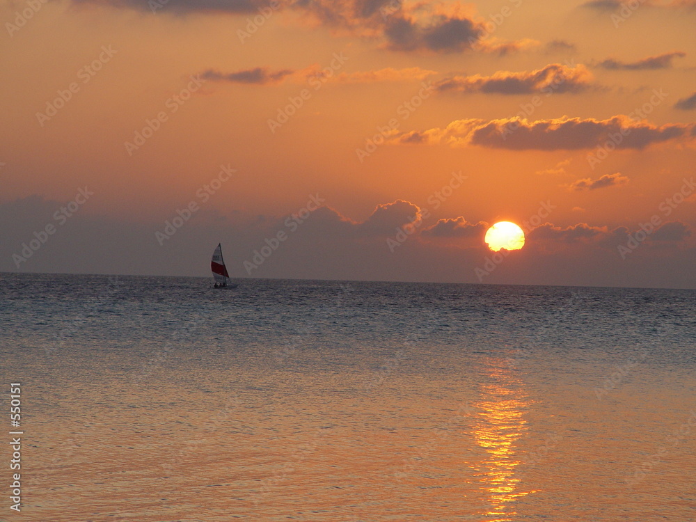 sailing at sunset