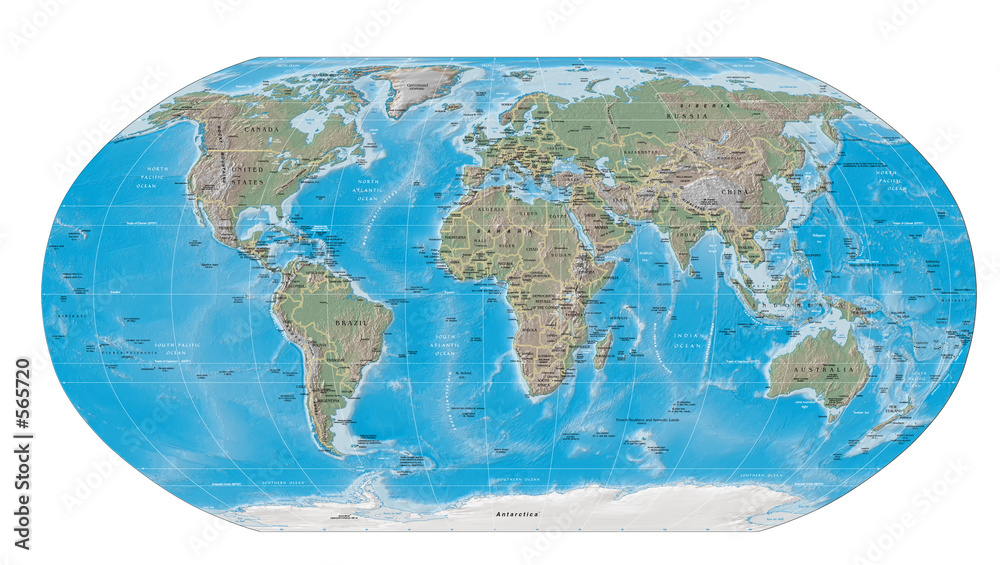 world map physical boundaries