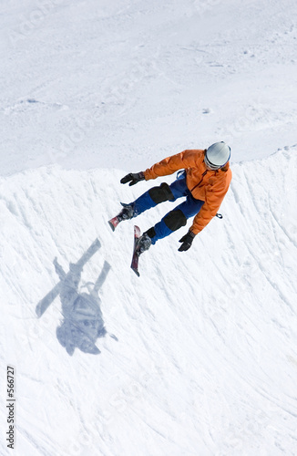 skier on half pipe of ski resort in spain