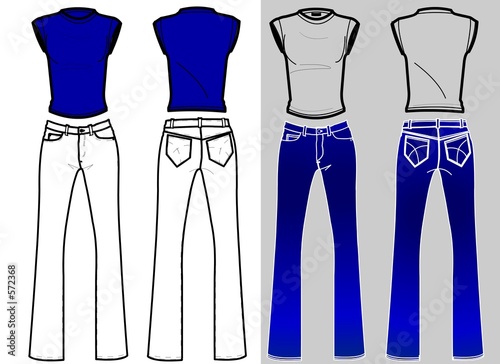 fashion plates t-shirt and jeans trousers