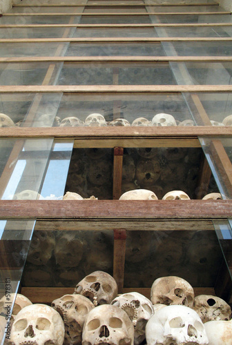 countless khmer rouge victims at choeung ek, cambo photo