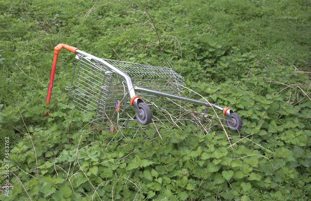 discarded supermarket trolley