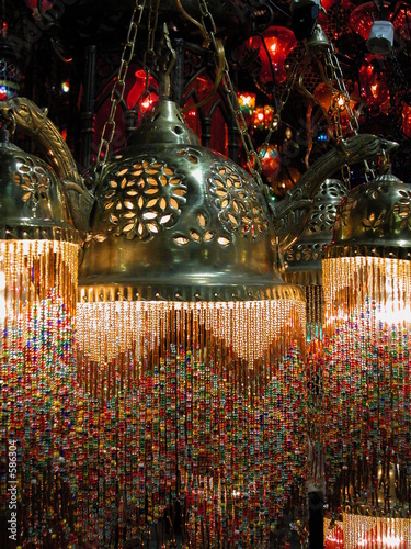 colorful turkish lamps in the grand bazaar, istanb