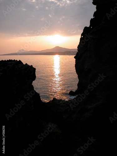 sunset over halla mountain, jeju, korea