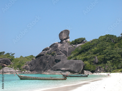 two longtail boats at similan island beach
