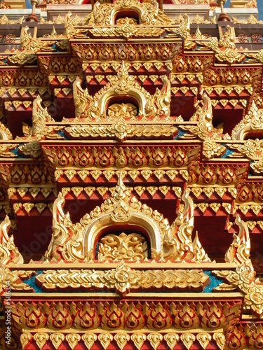 roof detail at wat chalong, phuket, thailand