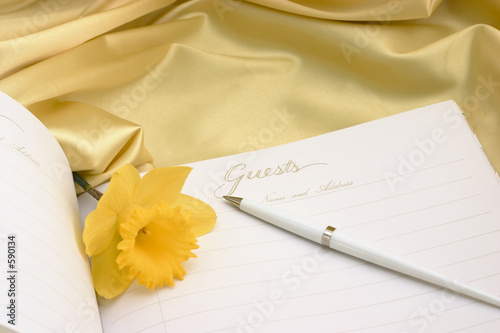 guest book with daffodil