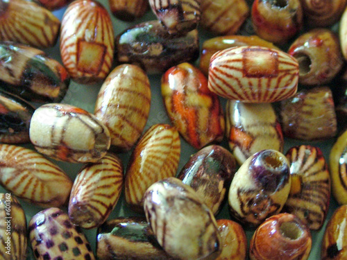 wood beads, colored beads