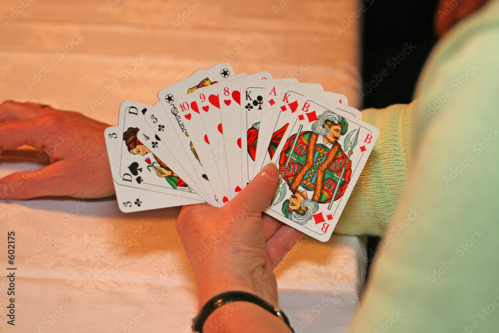 Foto rommee blatt auf der hand