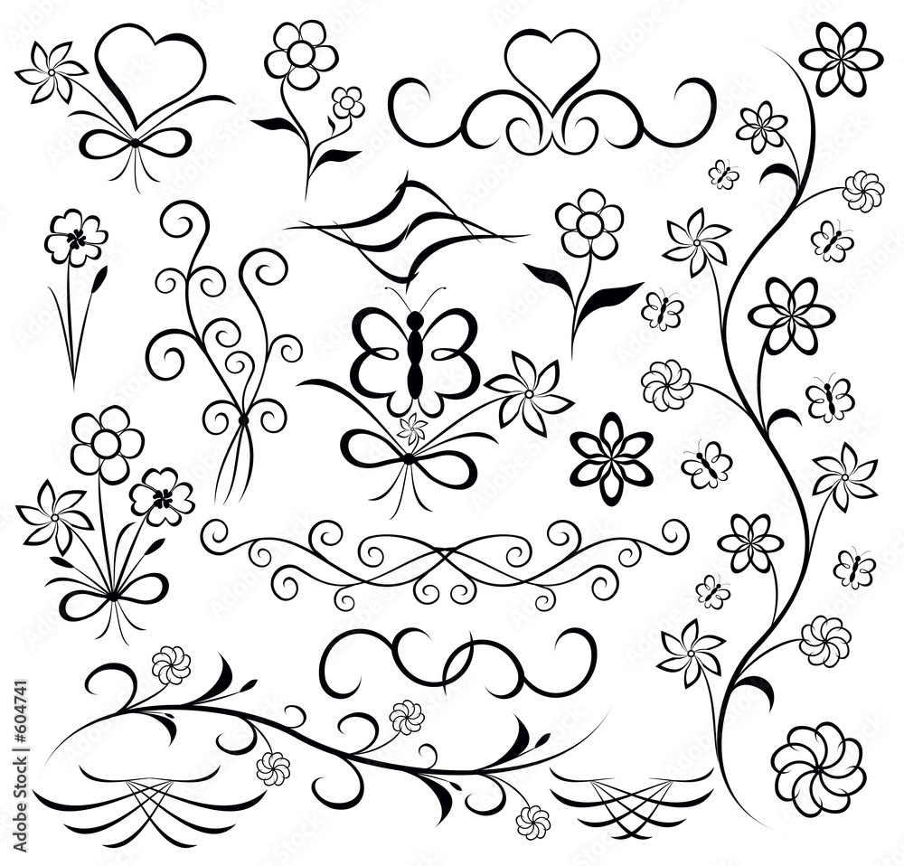 Obraz premium elements for design (flower, butterfly, heart)