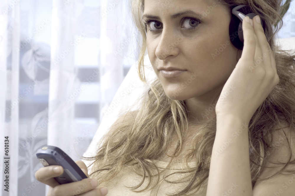 woman with headphones woman with headphones
