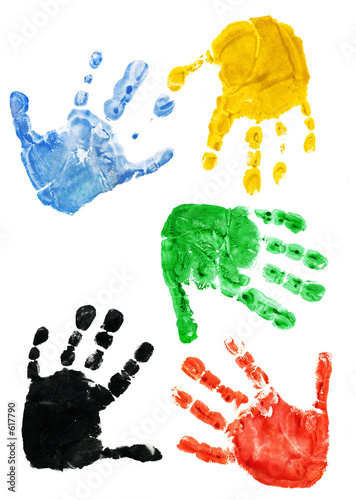 prints of hands of the child