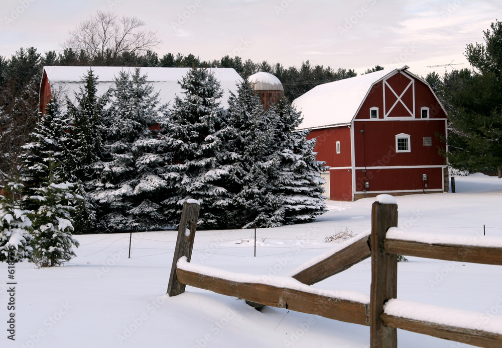 winter farm scene Stock Photo | Adobe Stock