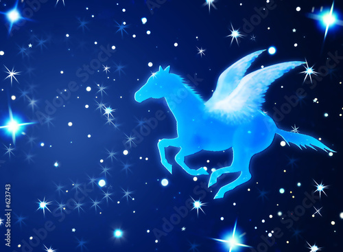 pegasus flying in night