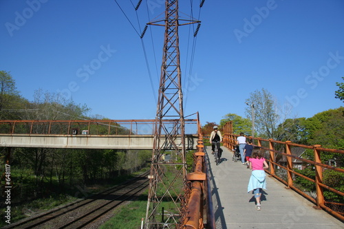 Photography pedestrian bridge over railway