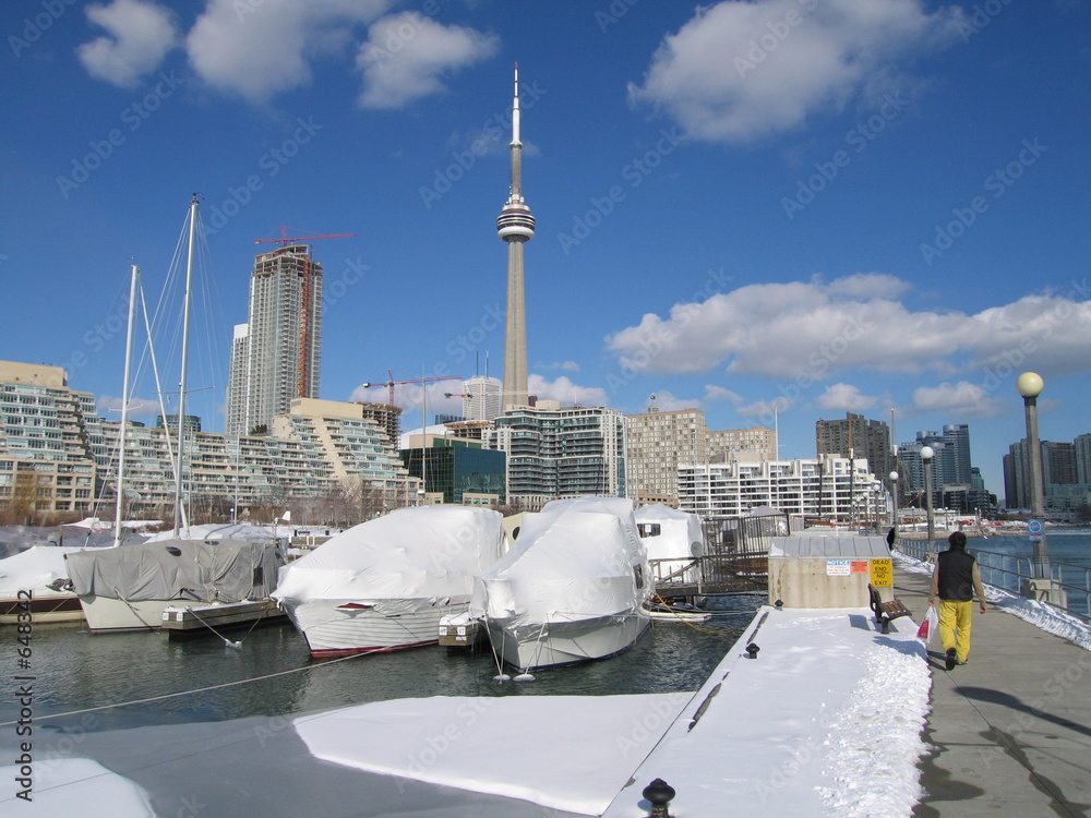 Fototapeta toronto marina in winter cn tower