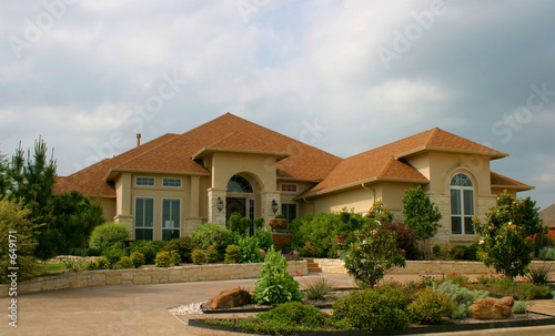 modern brick and stucco house