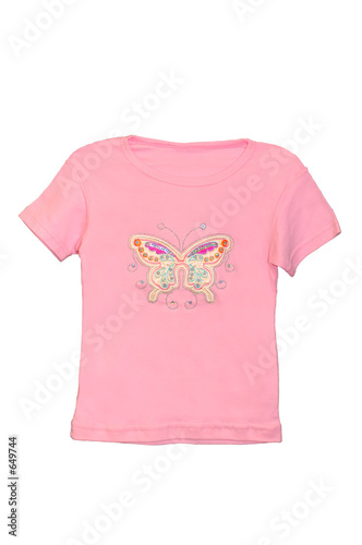 children girl pink t-shirt isolated