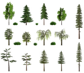 summer trees billboard collection on white