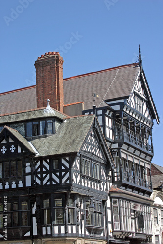 old black and white building in chester