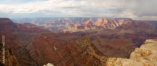 grand canyon with cloudy skies panorama