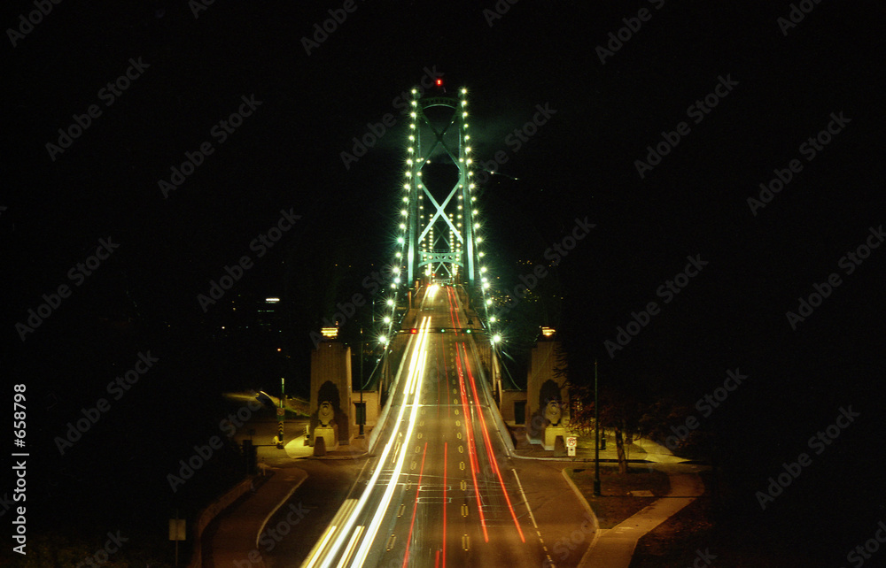 bridge lights at night