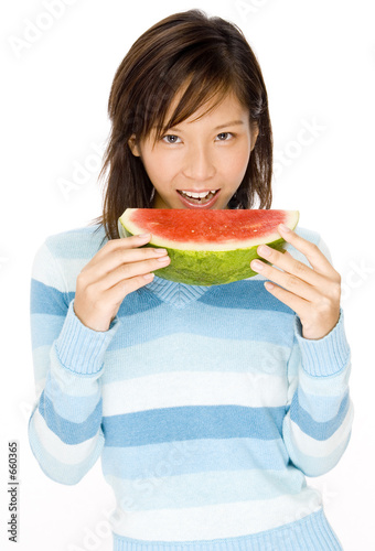 eating watermelon