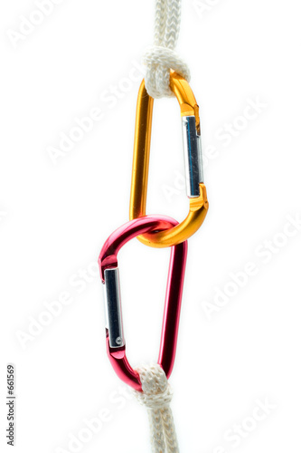 climbing gear against white background