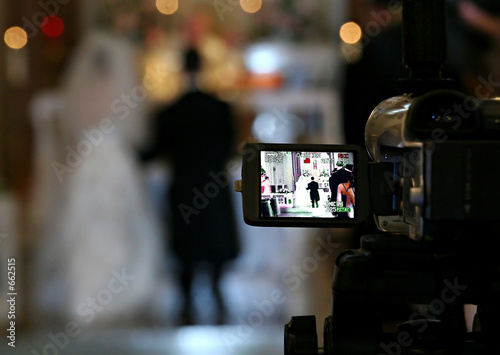 bride and groom on videotape