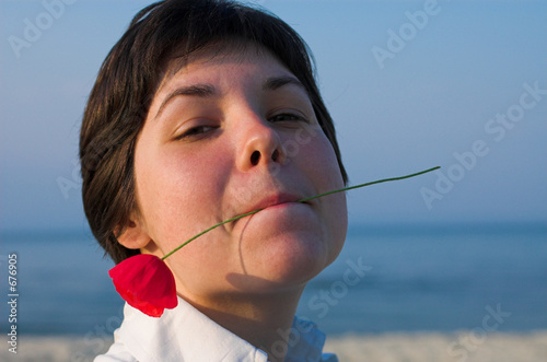 girl with a pipe in her lips