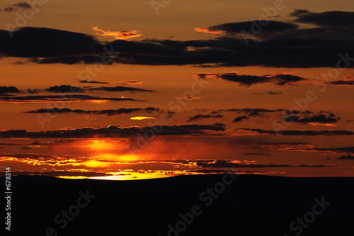 burning horizon at sunset time
