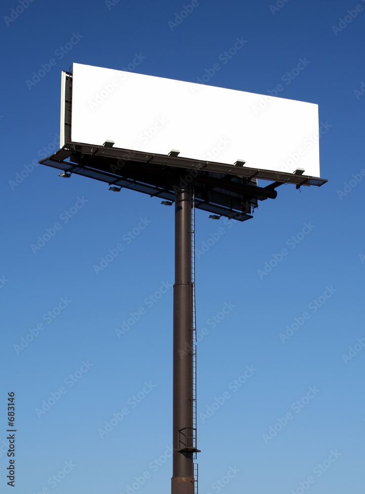 blank billboard against a blue sky - obrazy, fototapety, plakaty 