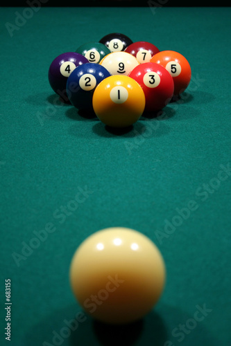 9-ball rack of billiard balls