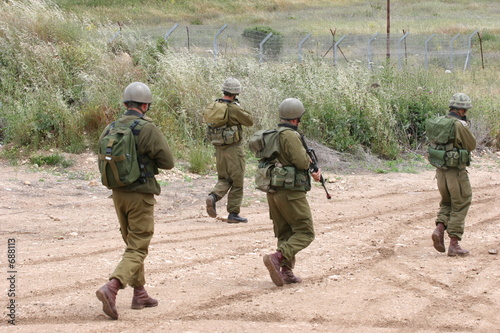Israel IDF platoon in patrol photo