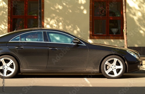 black car on the street