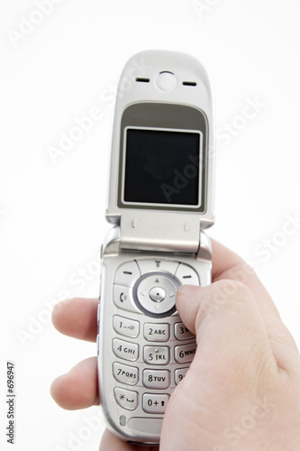 hand holding mobile phone with clipping path