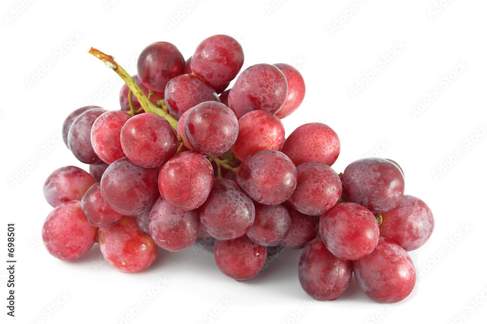 red grapes on white