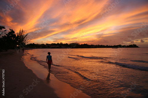 fiery sunset over the water in jamaica © Ben Keith