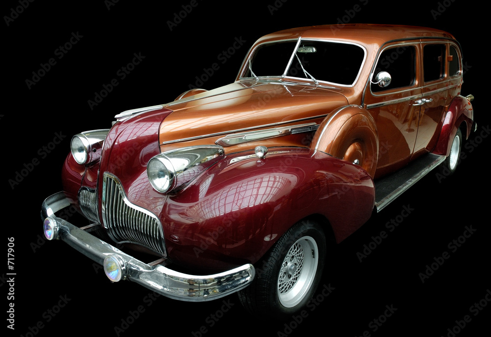 classic orange retro car isolated