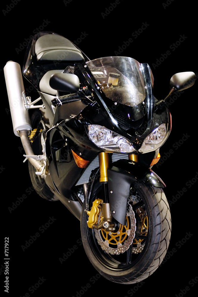 black racing motorcycle isolated