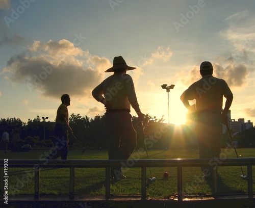 silhouette of croquet players photo