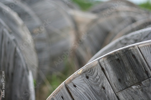 wooden rolls of aluminum tubing