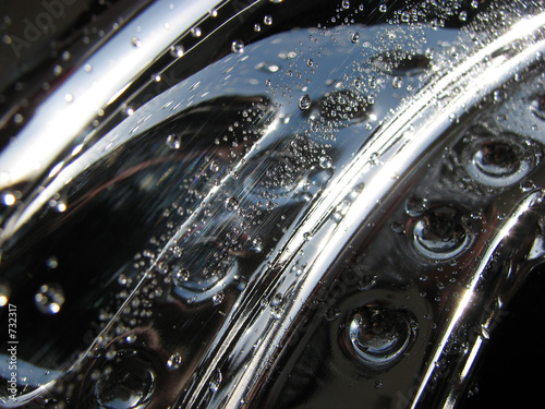 water on chrome wheel
