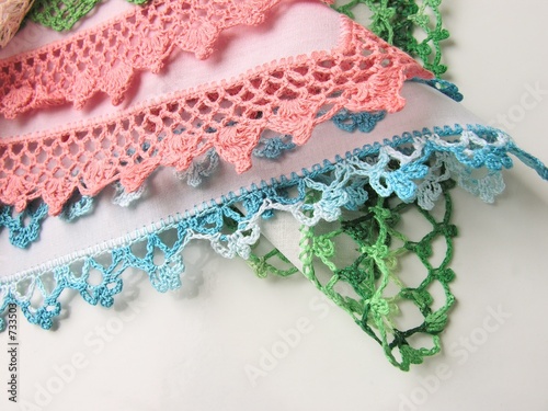 Fototapeta Naklejka Na Ścianę i Meble -  lady's handkerchif with hand-made laces