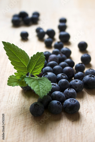 blueberries & lemon balm leaves