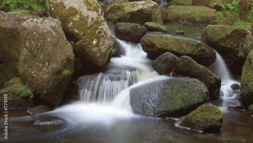 motion blurred stream over rocks